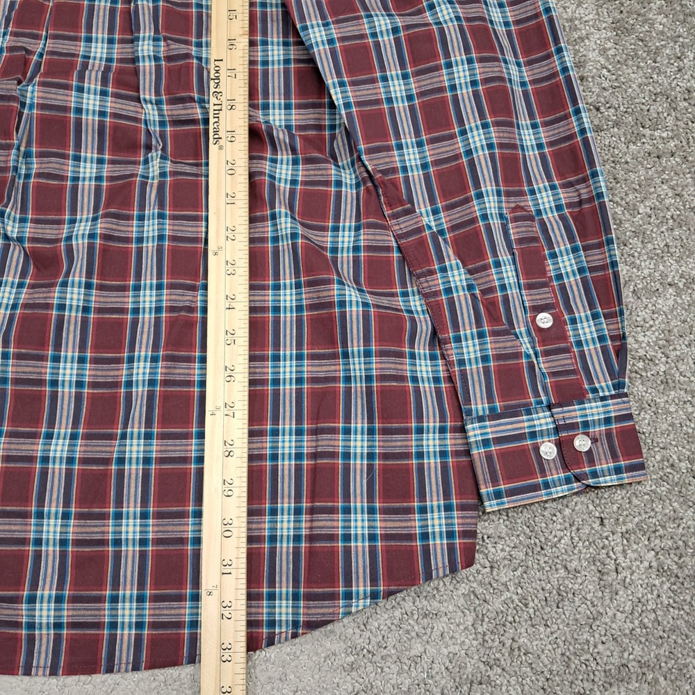 Roper Mens Plaid Western Button Down Shirt Red Blue Cotton 301-378-6062RE Large - Picture 5 of 7